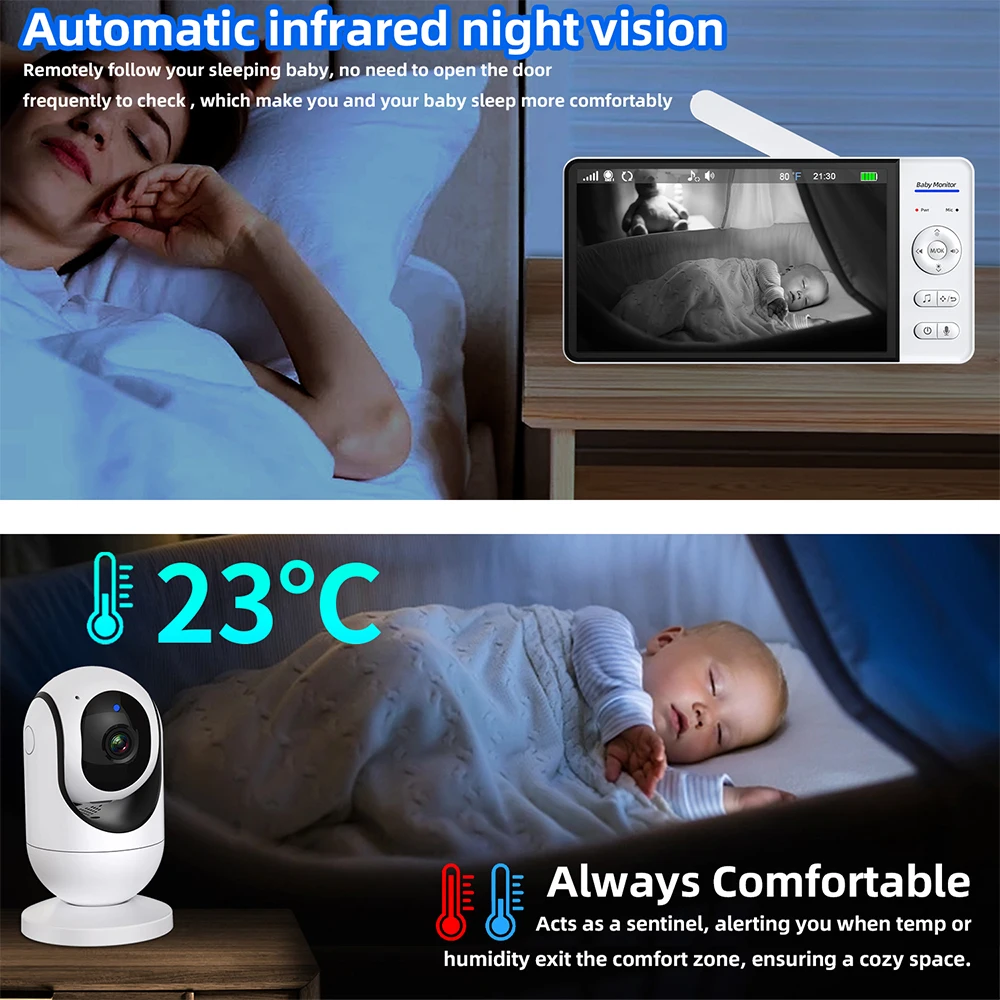 No WiFi 7 Inch Baby Monitor 2- - Home Cinema Wireless 评论和价格