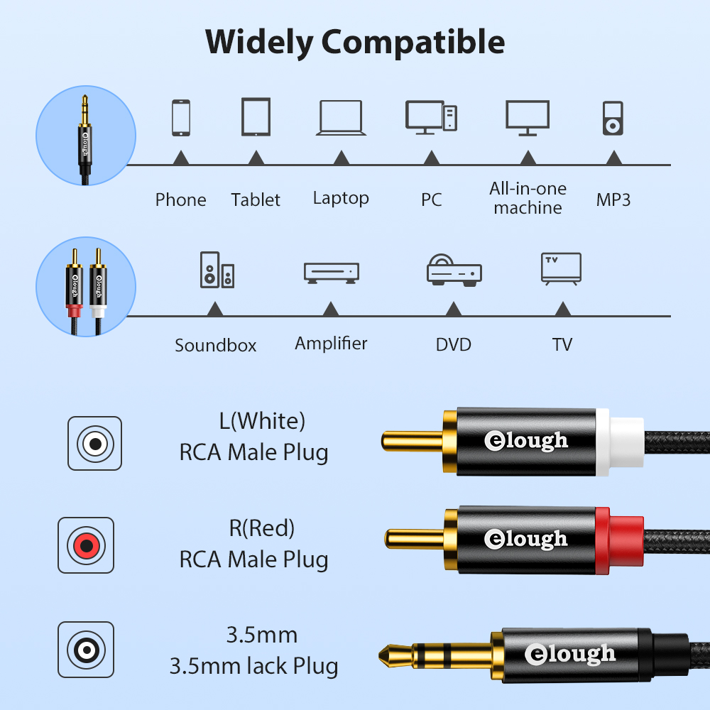 Elough RCA Cable AUX RCA Speak - Home Cinema Tv 评论和价格